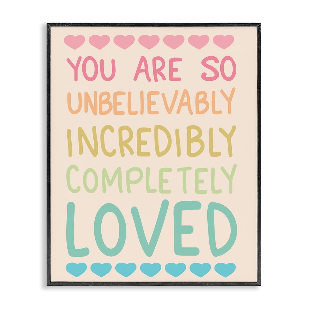 Stupell Completely Loved with Hearts Framed Giclee Art Design By Sweet Melody Designs