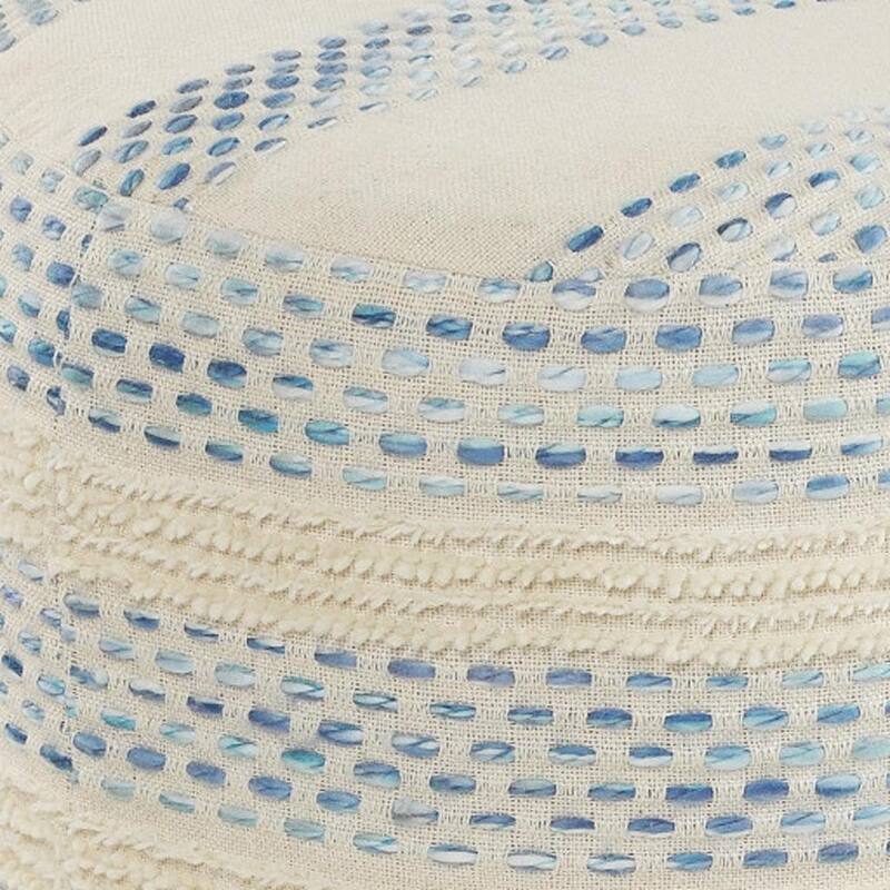 HomeRoots 18" Blue Cotton Blend Ottoman