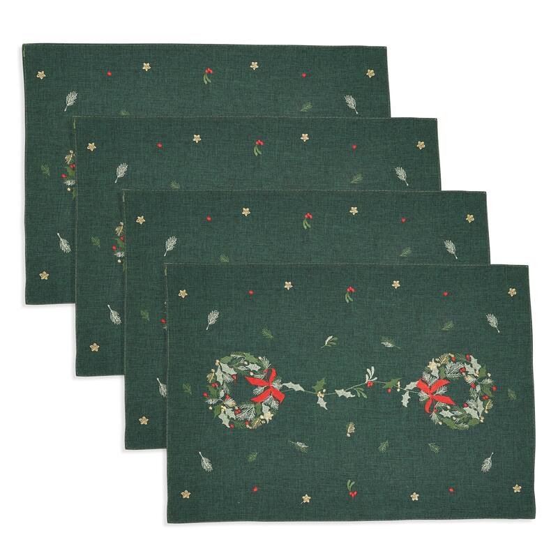 Embroidered Wreath Placemat (Set of 4) - 14"x20"