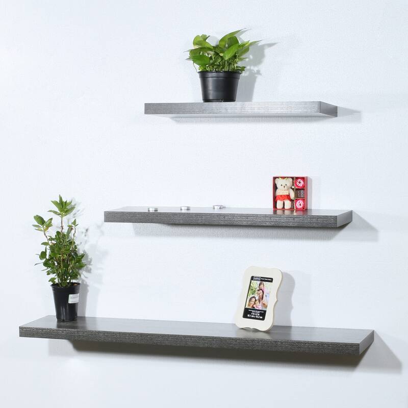 Set of 3 Modern and Contemporary Black Oak Floating Shelf - 47.2*9.25*1.5 inches