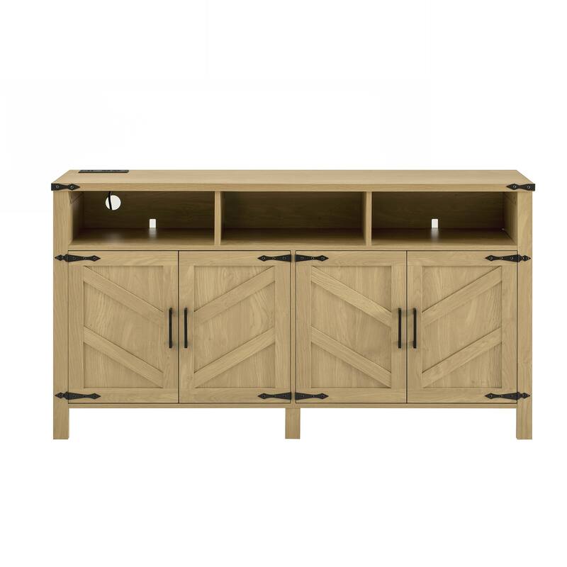 Modern 4-Door Sideboard Buffet with Power Outlets & USB Ports