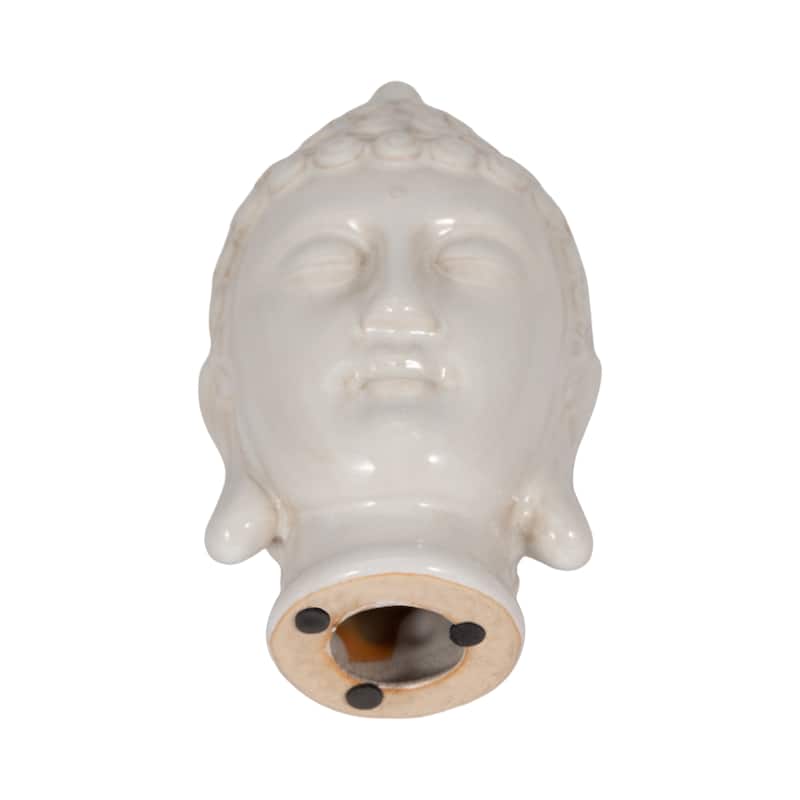 Sagebrook Home Ceramic Buddha Head Figurine Serene Decor Accent, Spiritual Single Piece for Peaceful Ambience - 5" x 5" x 9"