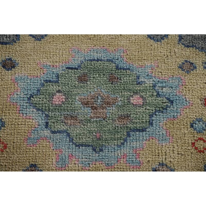 Gray Floral Oushak Oriental Area Rug Hand-Knotted Wool Carpet - 9'0"x 11'9"