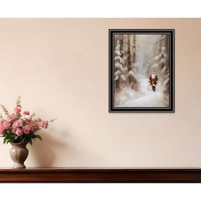 HomeRoots Santa's Winter Stroll Black Framed Wall Art