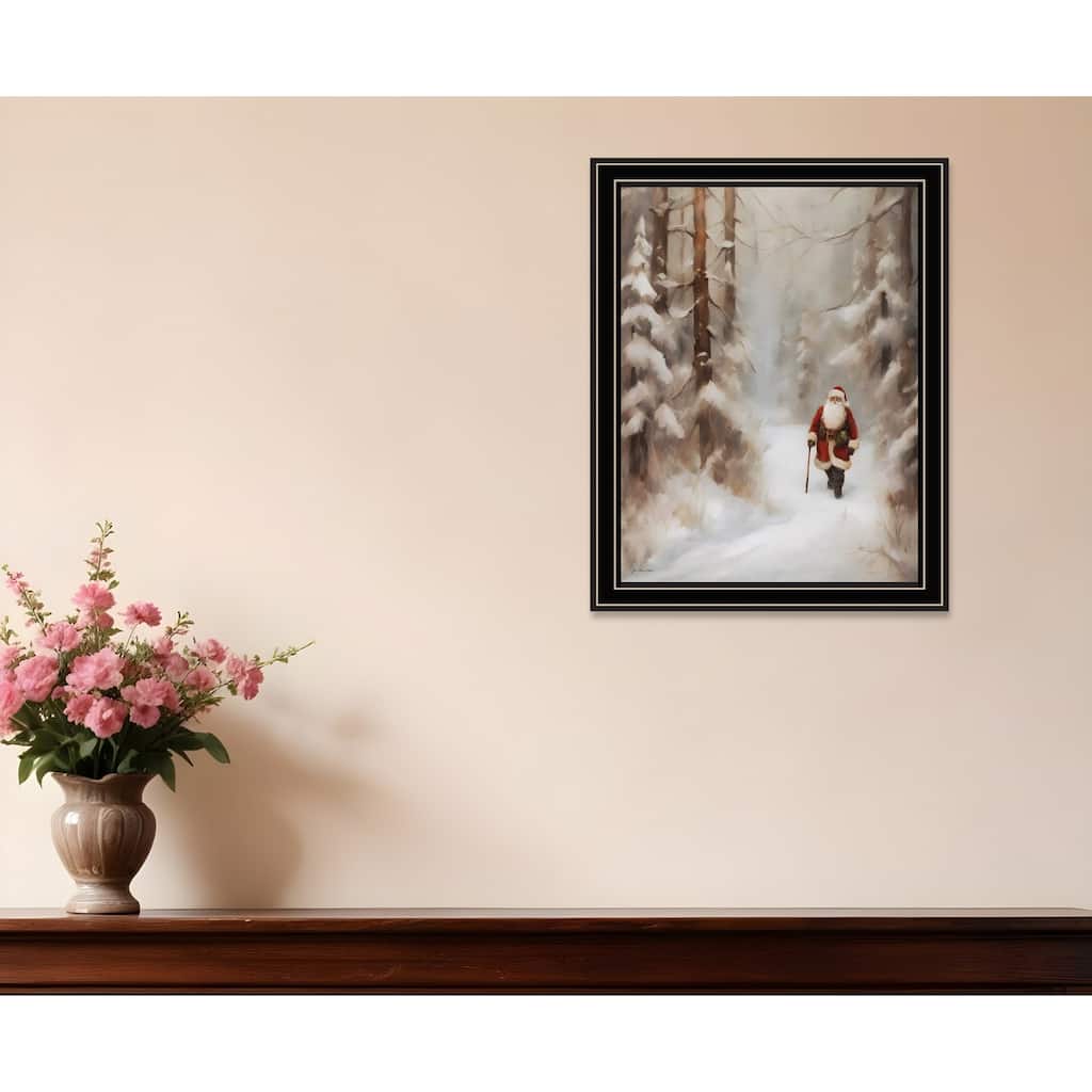HomeRoots Santa's Winter Stroll Black Framed Wall Art