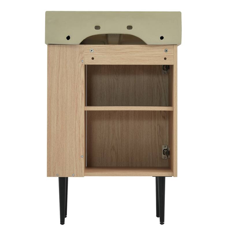 Compact Wave-Textured Bathroom Vanity with Side Open Storage