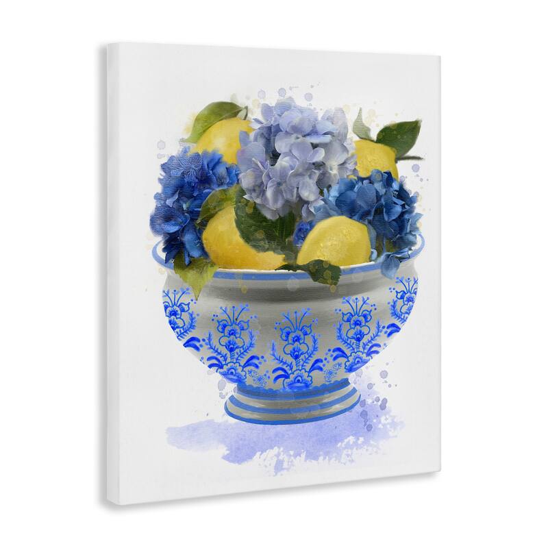 Stupell Hydrangea & Lemon Bowl Canvas Wall Art Design By Matthew Piotrowicz