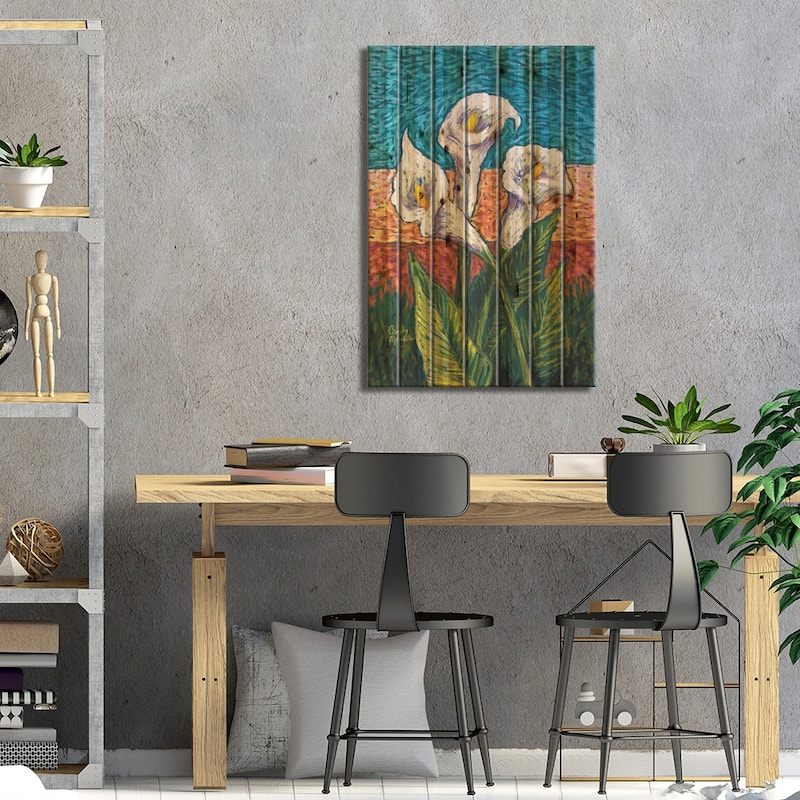 Calla Lilies in Pastel Print On Wood by Candy Mayer - Multi-Color