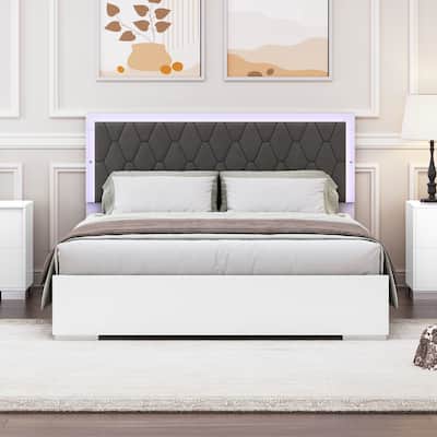 Upholstered Bed with LED Light