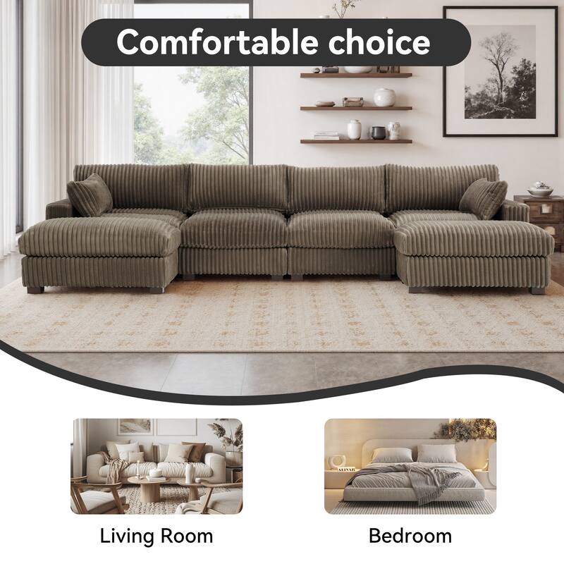 Oversized U-shaped Plush Modular Sectional Sofa Set