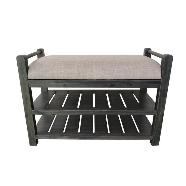 Schuyler Cushioned Bench with shoe rack. Opens flyout.