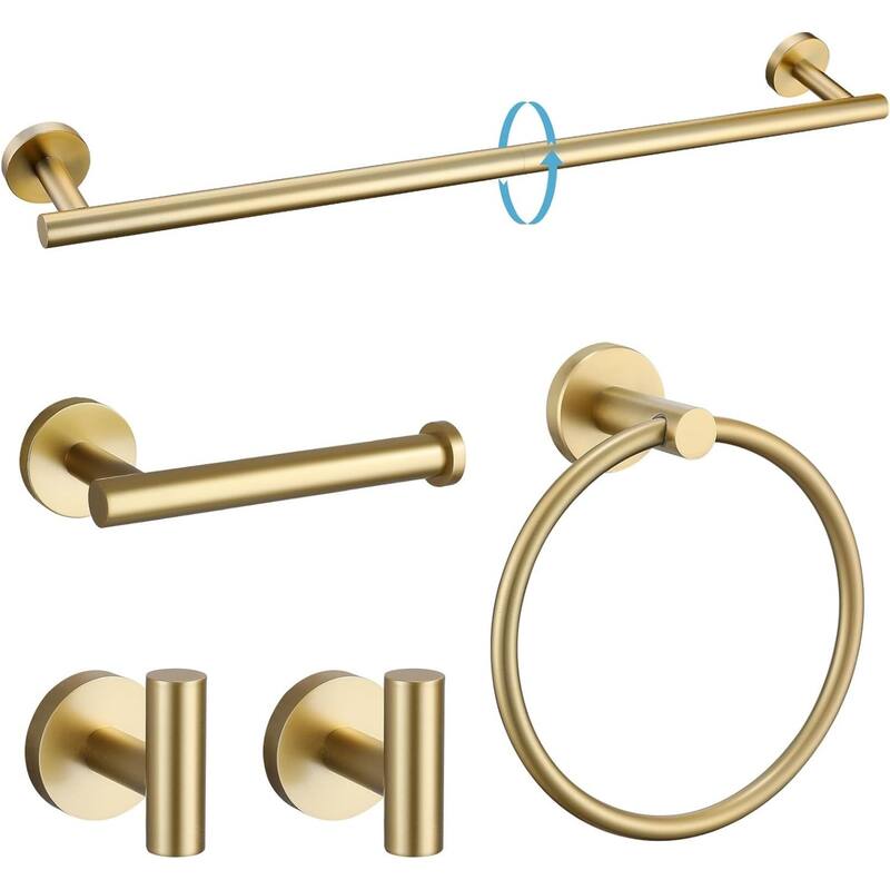 (Brusehd Dark Gold)Bathroom Hardware Set, 304 Brushed Stainless Steel, 24 Inch - Gold