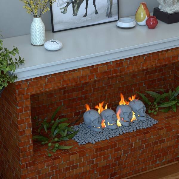 Shop Regal Flame Human Skull Ceramic Wood Large Gas Fireplace Logs