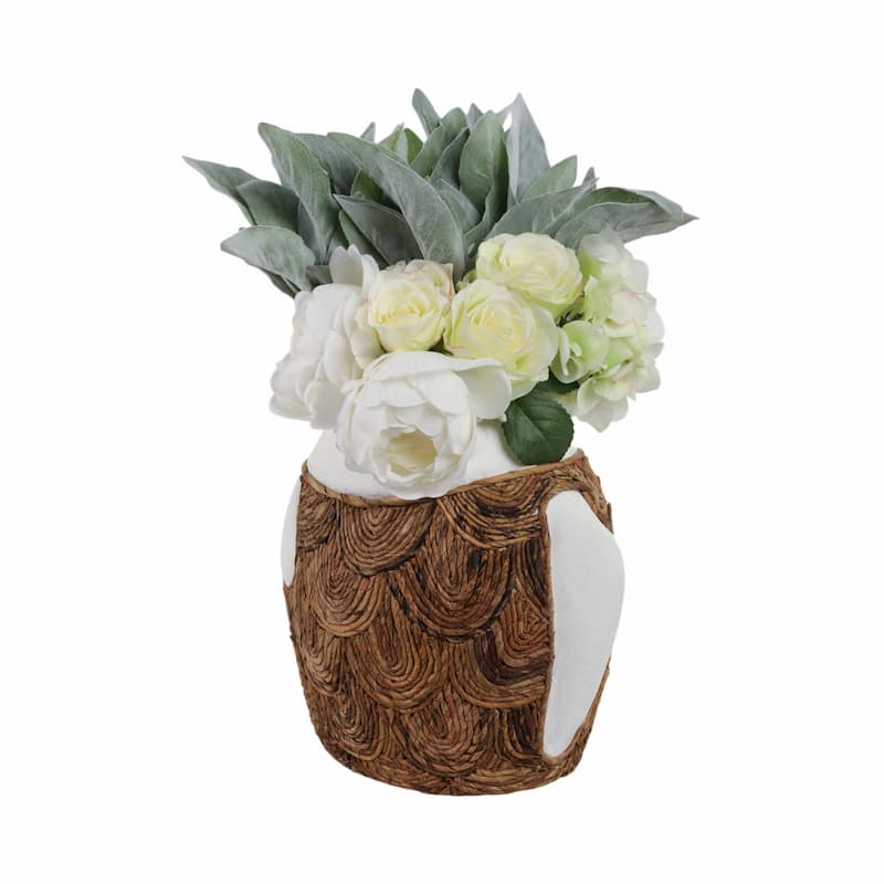 Pottery Terracotta Decorative Vase with Woven Banana Fiber Detailing