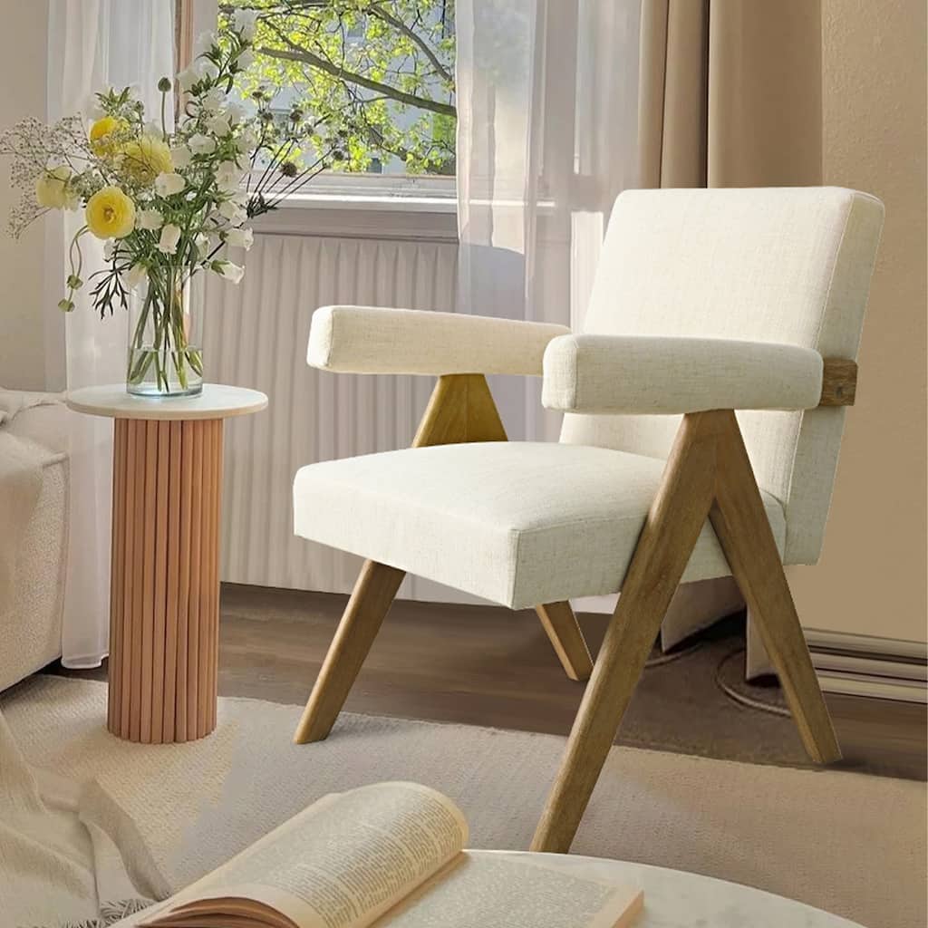 Linen Dining Chair with Arms