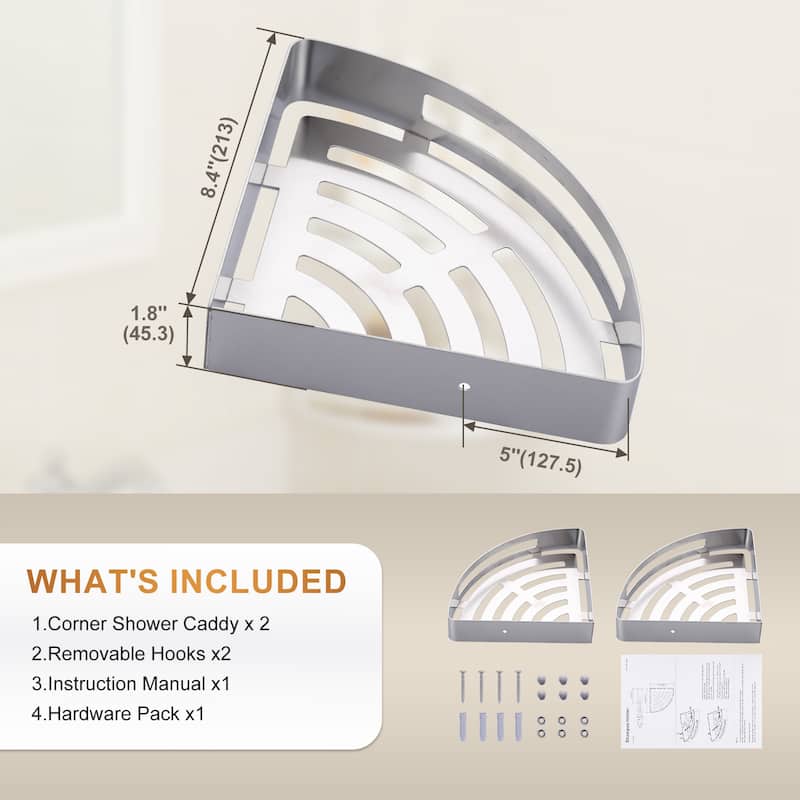 WOWOW Two Piece Stainless Steel Modern Wall Mounted Storage Basket - N/A