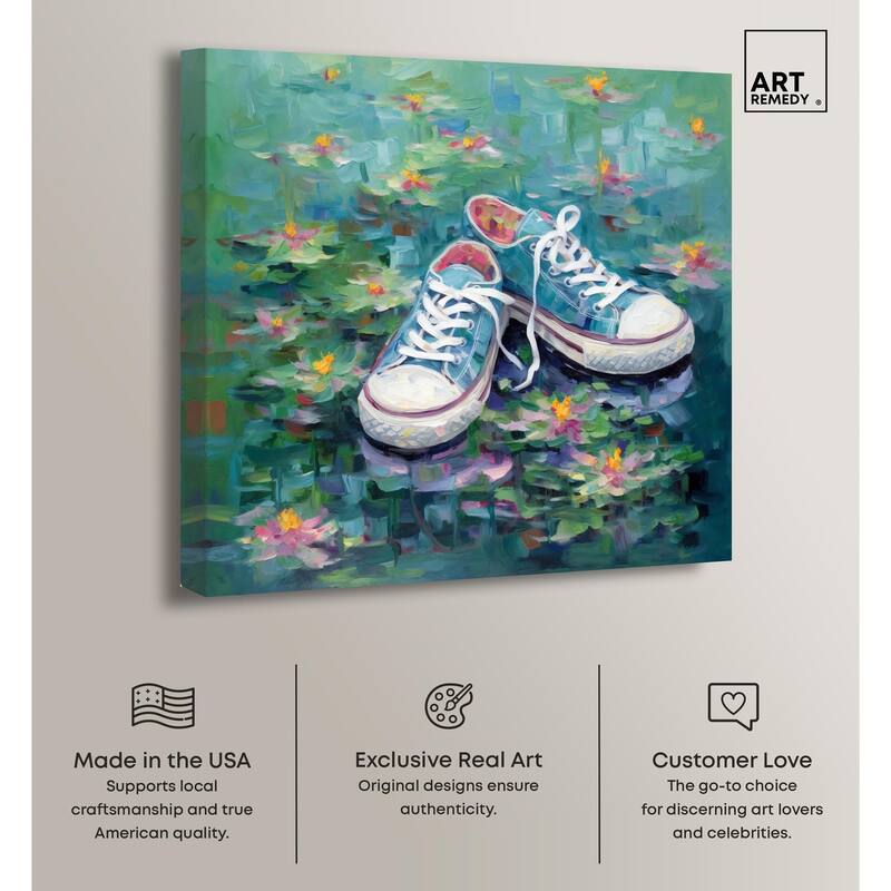 Lily Pad Sneakers II Canvas by Art Remedy, Gallery Wrapped