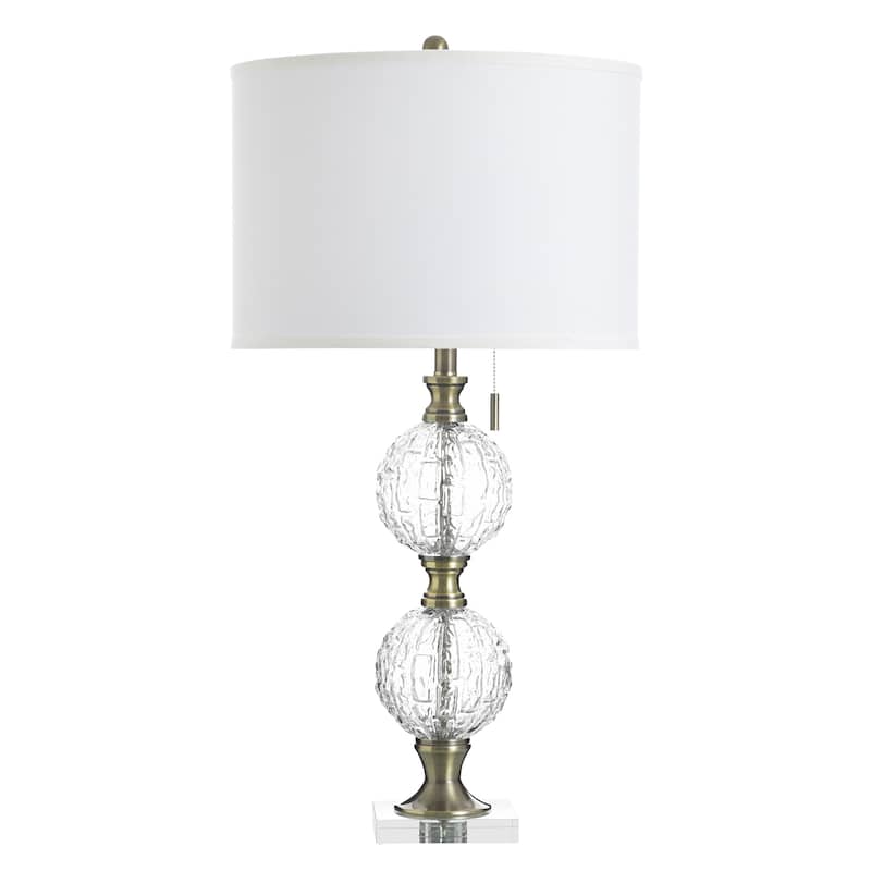 StyleCraft Glass Table Lamp - Subal Gold - White Fabric - Subal Gold