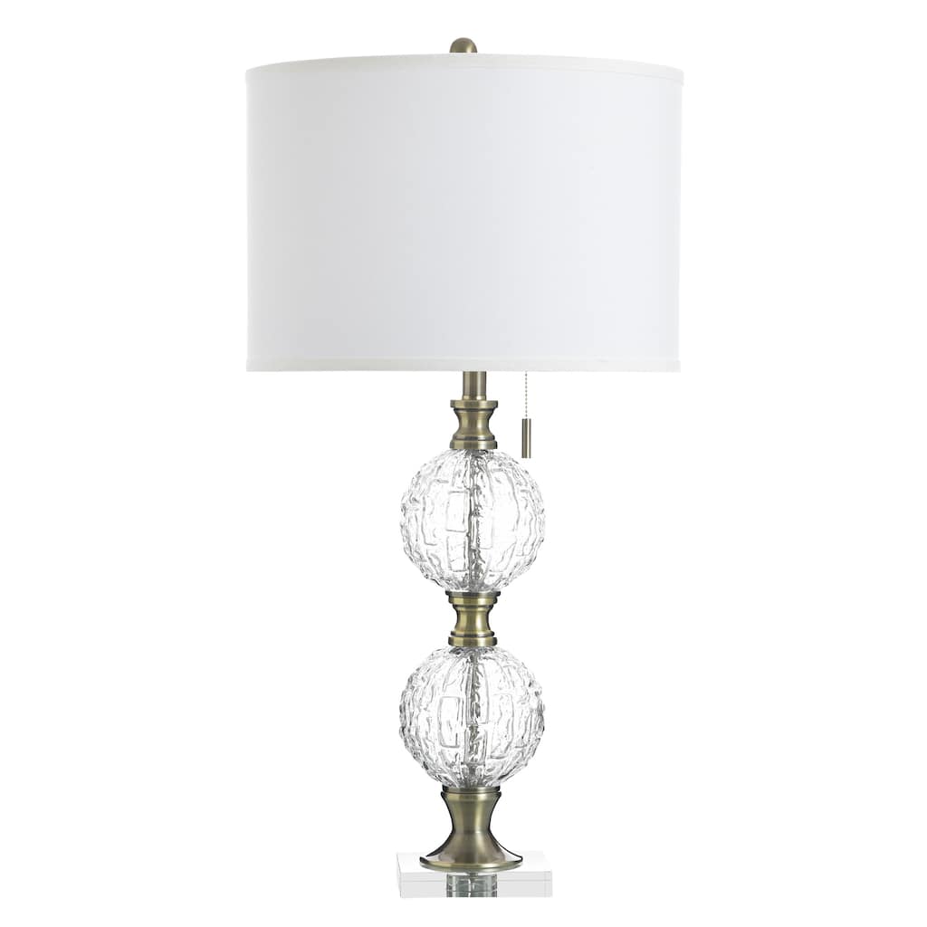 StyleCraft Glass Table Lamp - Subal Gold - White Fabric