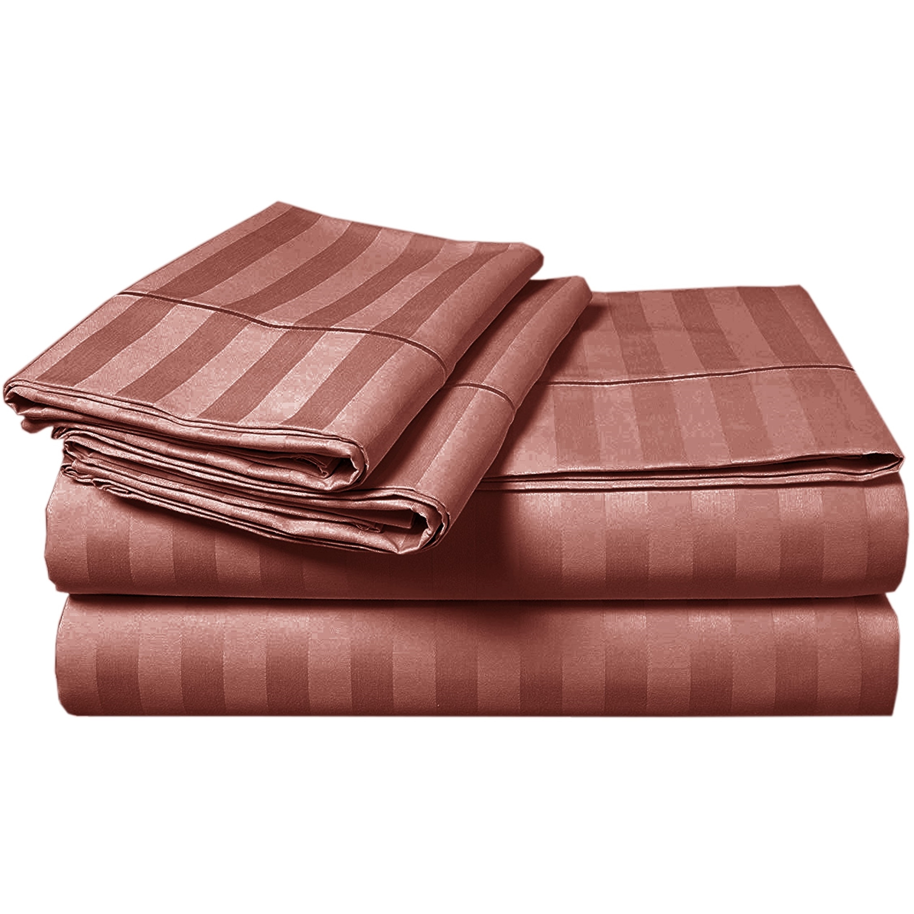 Luxury Soft 100%Egyptian Cotton 300 Thread Count Sateen Stripe Damask Sheet Set 