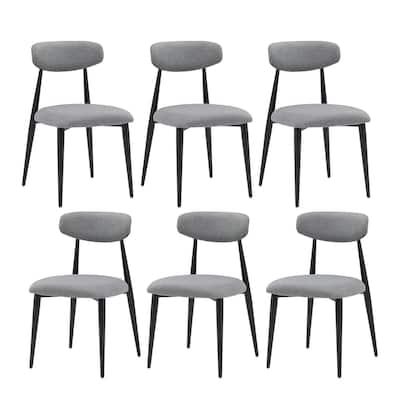 Modern Upholstered Curved Backres Dining Chairs with Metal Frame