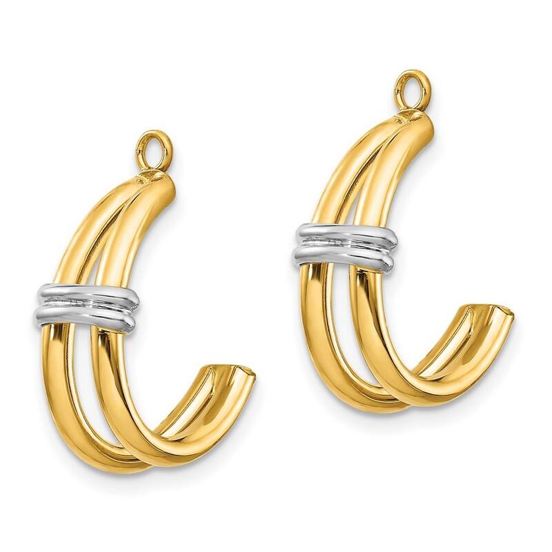 Curata 14k Two Tone Gold Polished Double J Hoop Earrings Jackets - 21x12mm