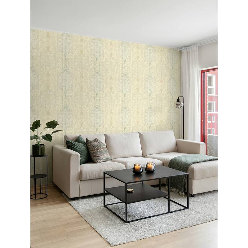 Seabrook Designs Aldeno Striped Damask Unpasted Wallpaper