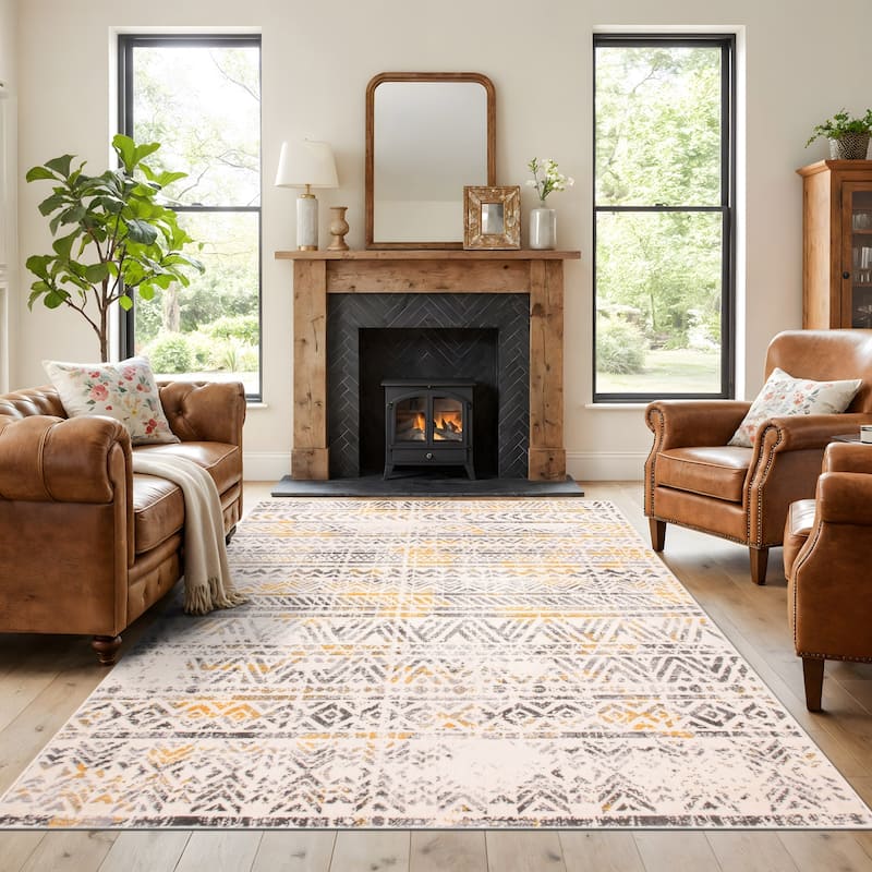 The Curated Nomad Midtown Geometric Distressed Bohemian Rug