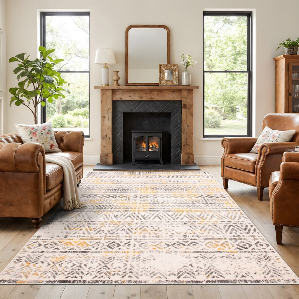The Curated Nomad Midtown Geometric Distressed Bohemian Rug