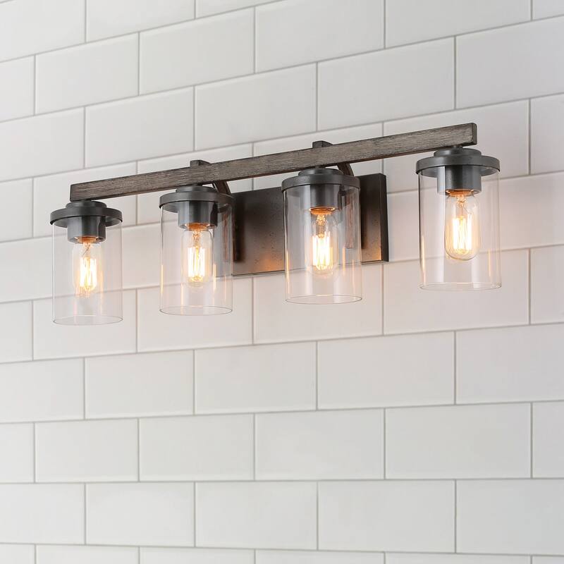 Farmhouse 3/4-Light Bathroom Vanity Light Cylinder Glass Wall sconces