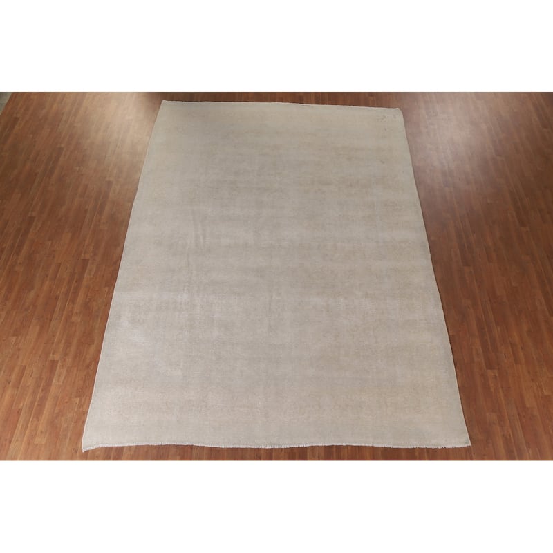 Hand Knotted Oriental 100% Wool Carpet Traditional Distressed Beige & Ivories Kashan Area Rug - 13' 0'' X 9' 4''