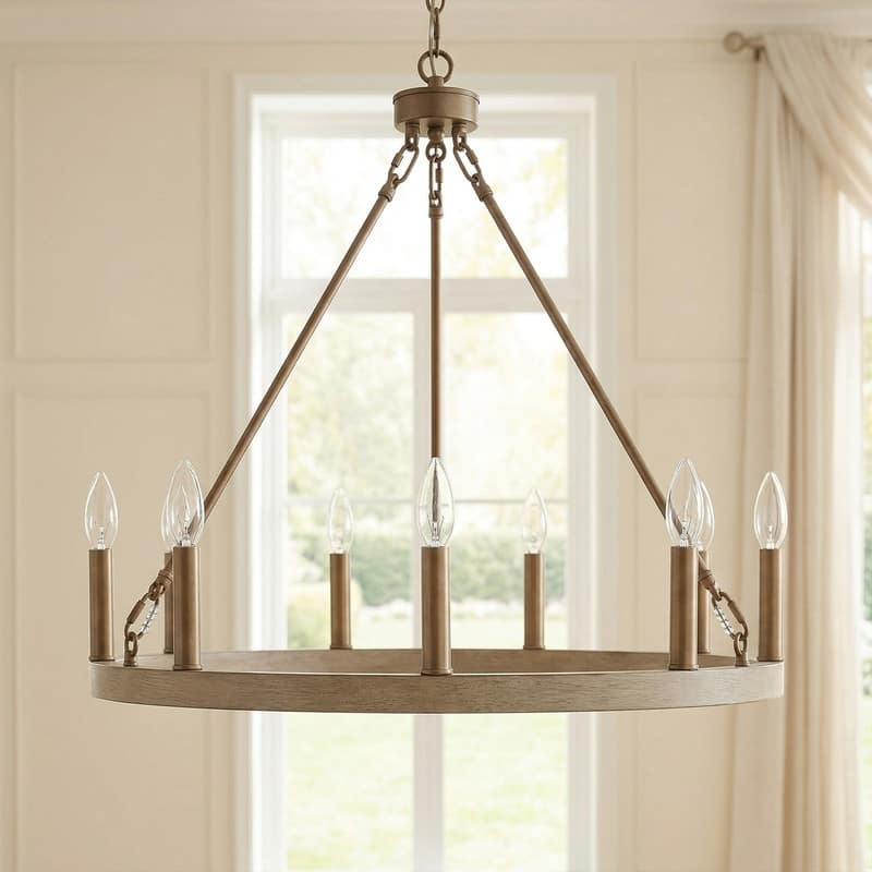 Acroma 9-light Modern Farmhouse Wagon Wheel Chandelier for Dining room - 24 inches