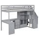 preview thumbnail 9 of 31, Durable Twin Size Wooden Loft Kids Bed with L-Shaped Desk and Drawers,Cabinet and Storage Staircase