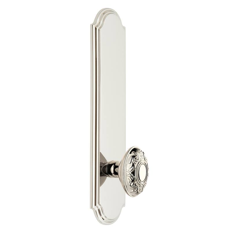 Grandeur Arc Solid Brass Tall Plate Rose Dummy Door Knob Set with