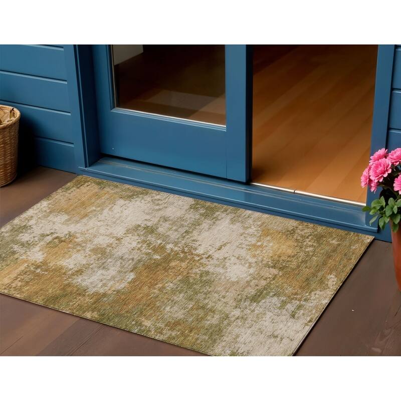 HomeRoots Abstract Transitional Rectangle Outdoor Rug - 3' x 5'