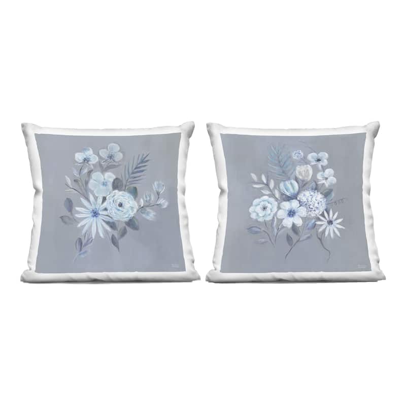 Stupell Delicate Flower Bunches Decorative Printed Throw Pillow Design by Marilyn Dunlap (Set of 2) - Pillow Sets - Polyester - Grey - Set of 2