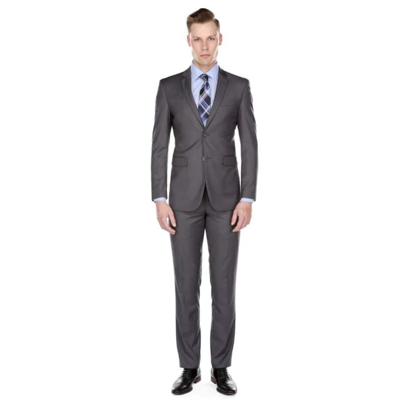 Braveman Men's Formal Two Piece 2-Piece Slim Fit Cut Suit Set - Charcoal - 36S