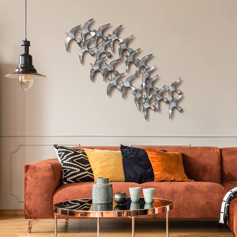 Colorful Hand Painted Etched Metal Wall Sculpture