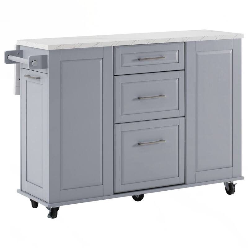 Kitchen Island with Storage Tilt Trash Can Cabinet and Pull Out Cabinet Organizer
