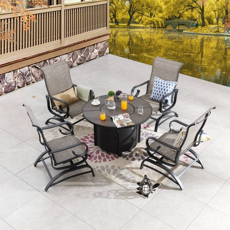 Patio Festival 5-Piece Outdoor Firepit Conversation Set