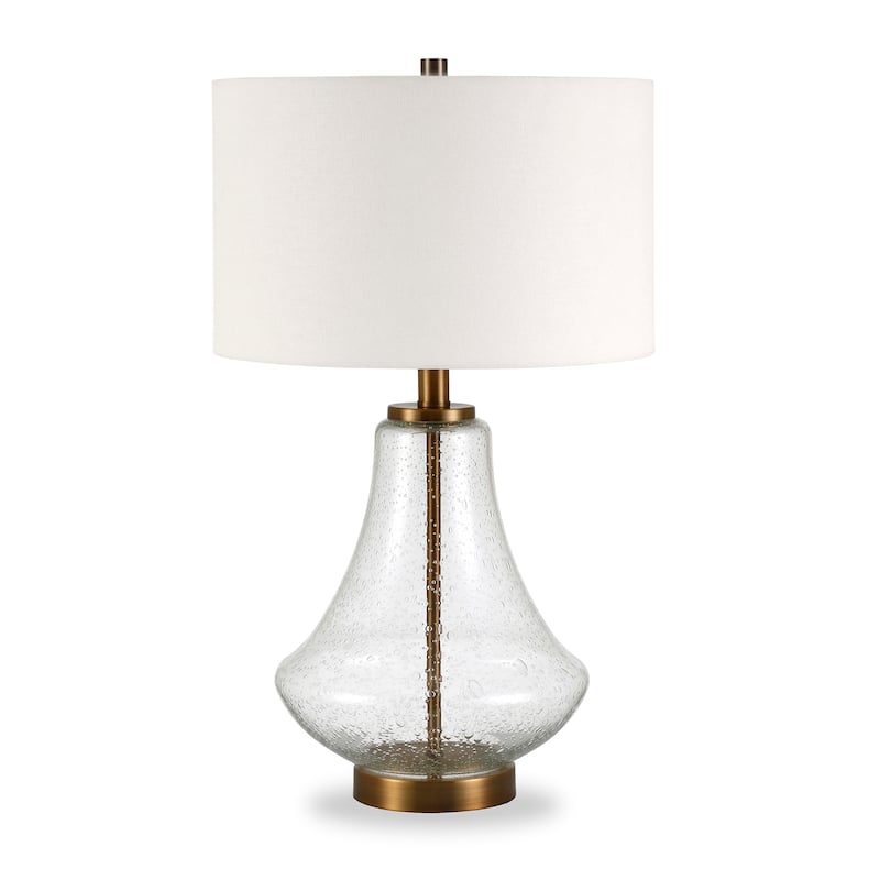 Lagos Table lamp in clear seeded glass and brushed brass