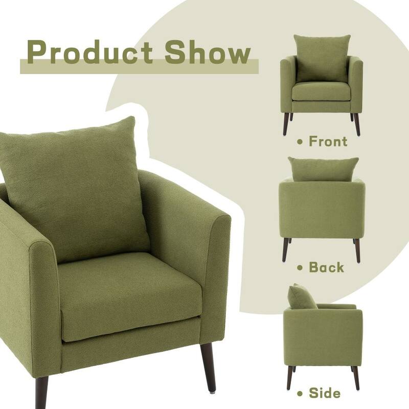 Chenille Accent Chair with Solid Wood Legs