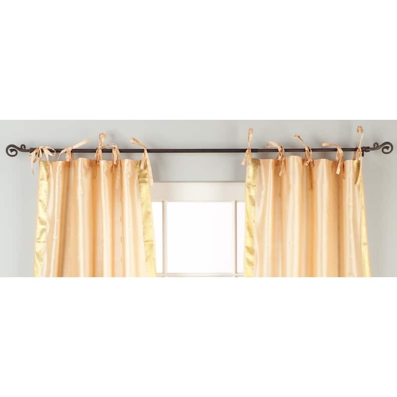 Misty Rose Tie Top Sheer Sari Curtain / Drape / Panel - Pair