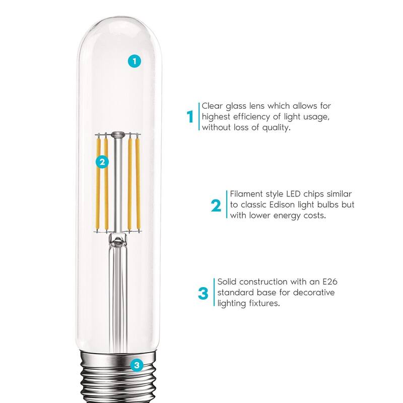 Luxrite Edison T9 LED Tube Light Bulbs 60W Equivalent 3000K Soft White 550 Lumens Dimmable 5W UL Listed E26 6 Pack