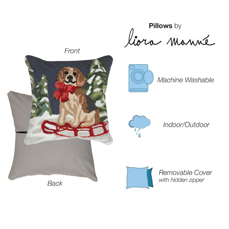 Liora Manne Frontporch Winter Dog Sled Indoor/Outdoor Pillow