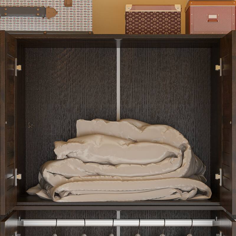 Modern 4-Door Wood Bedroom Armoire in White Closet Cabinet Wardrobe