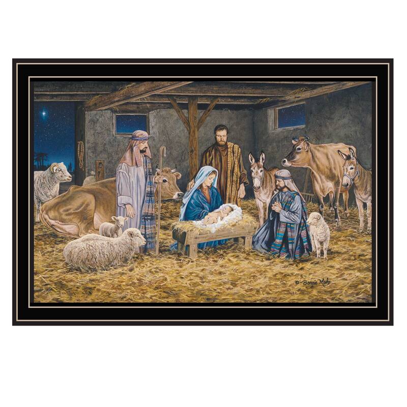 Framed Wall Art - The Greatest Gift: Birth of Christ (Nativity), Black Frame
