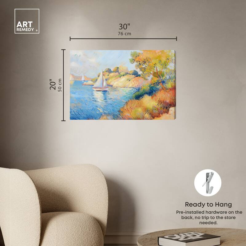 Art Remedy Sail Off In The Morning Gallery Wrapped Impressionism 1 Piece Canvas Wall Art