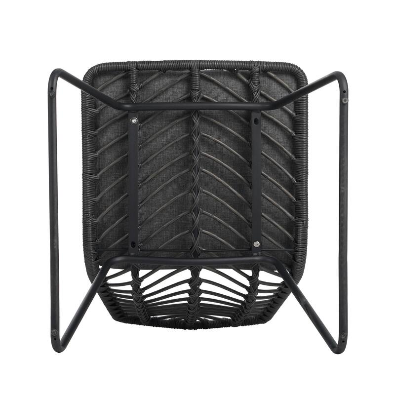 Rattan and Iron Chair Set with Cushions