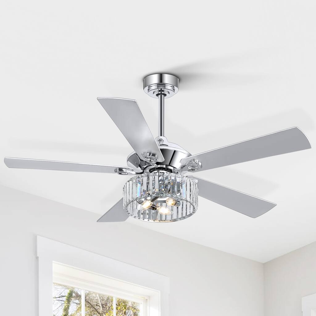 52-inch Indoor Chrome Modern Ceiling Fan with Remote